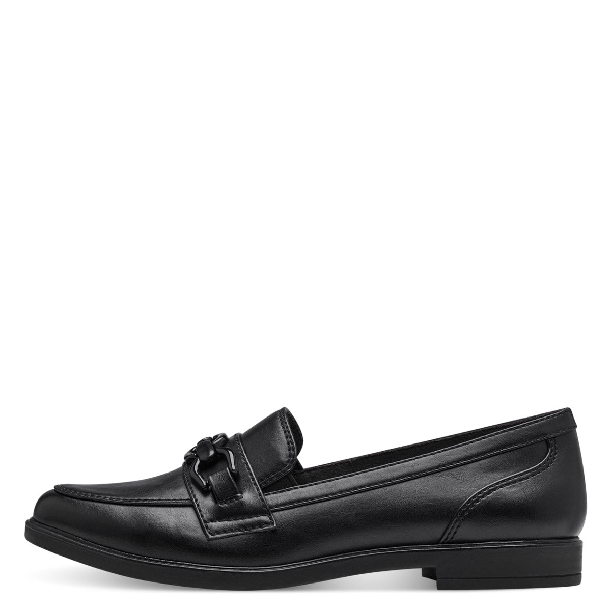 Jana Black Wide-Fit Flat Loafer: Sleek and Cushioned Comfort