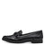 Front view of Jana Black Wide-Fit Loafer highlighting its sleek design.