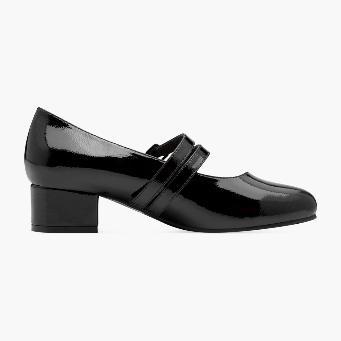Jana Vegan Black Mary Jane Court Shoe with Double Strap