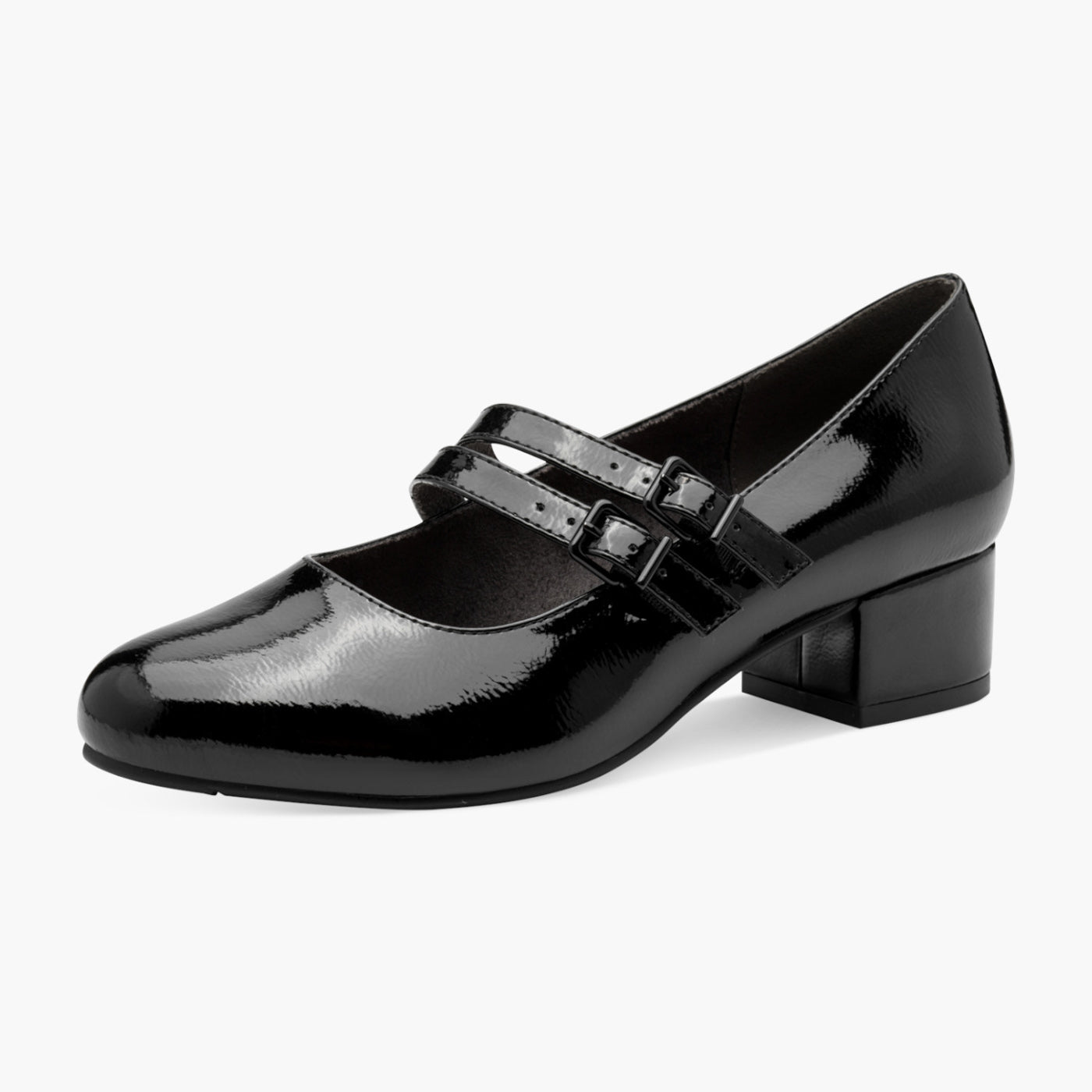 Jana Vegan Black Mary Jane Court Shoe with Double Strap