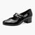 Jana Vegan Black Mary Jane Court Shoe with Double Strap