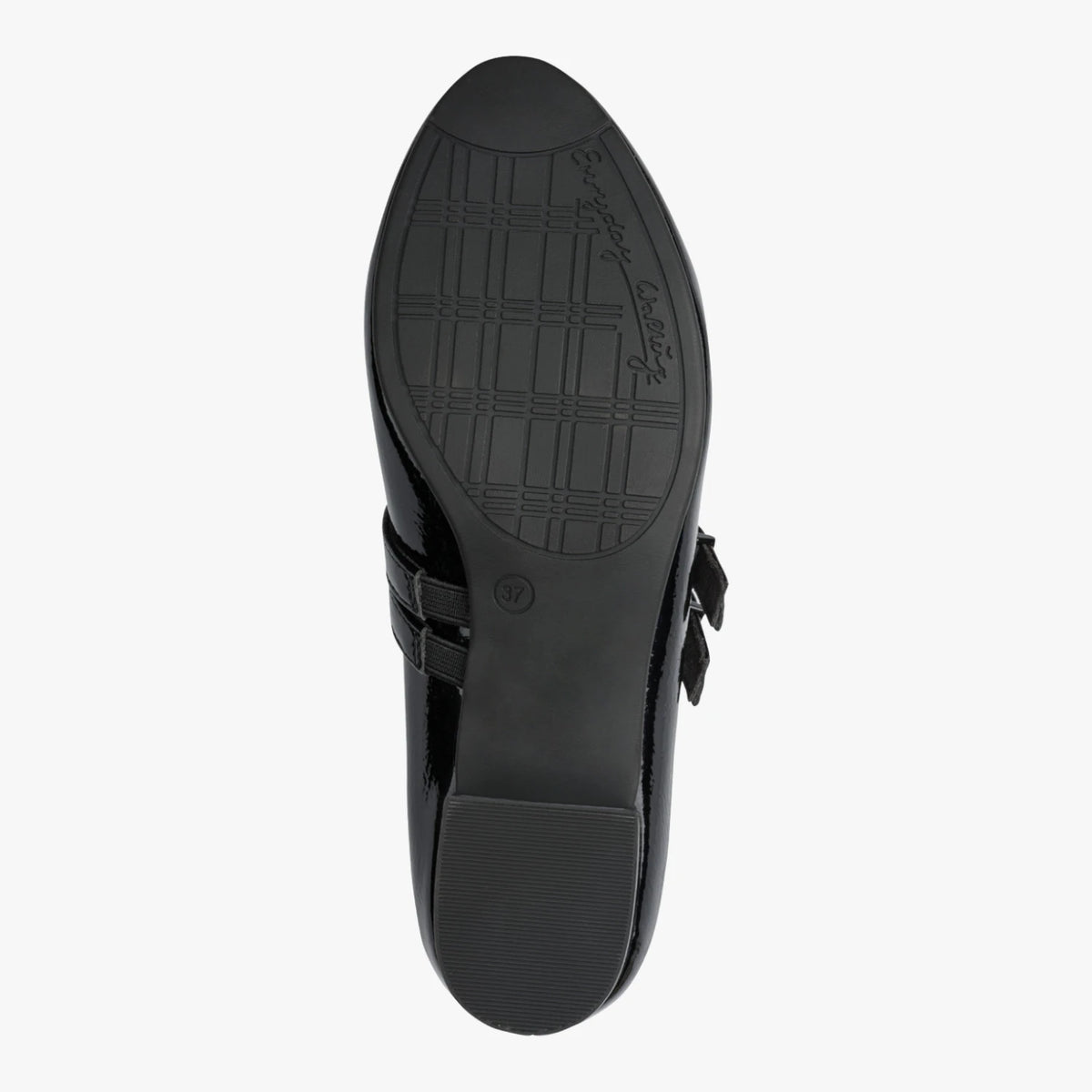 Jana Softline Black Patent Wide Fit Mary Jane Heels