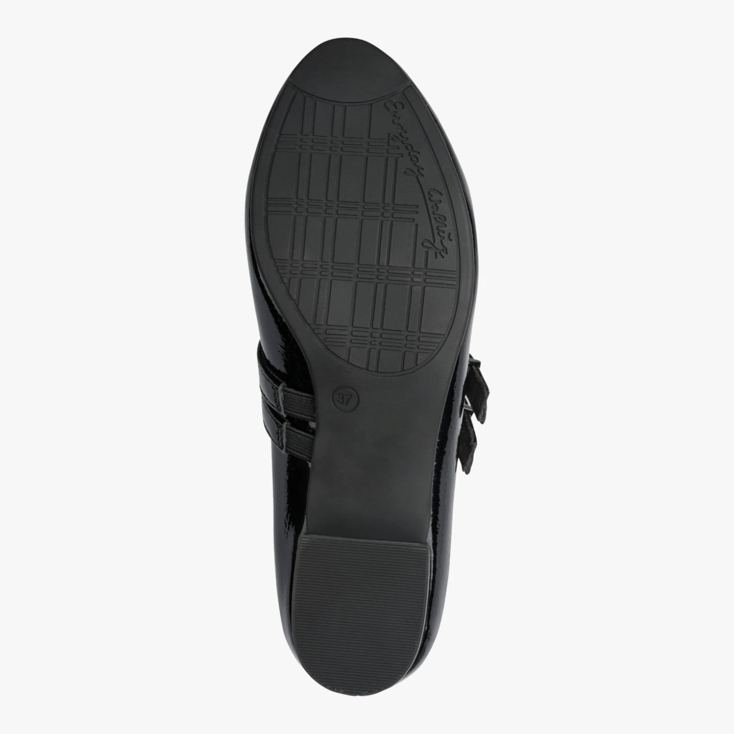 Jana Softline Black Patent Wide Fit Mary Jane Heels