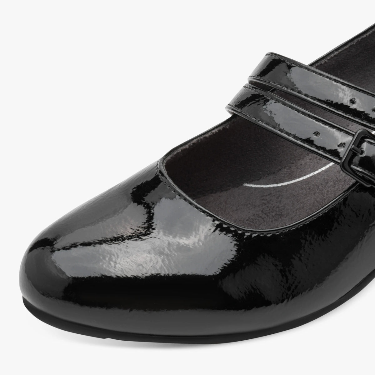 Jana Softline Black Patent Wide Fit Mary Jane Heels