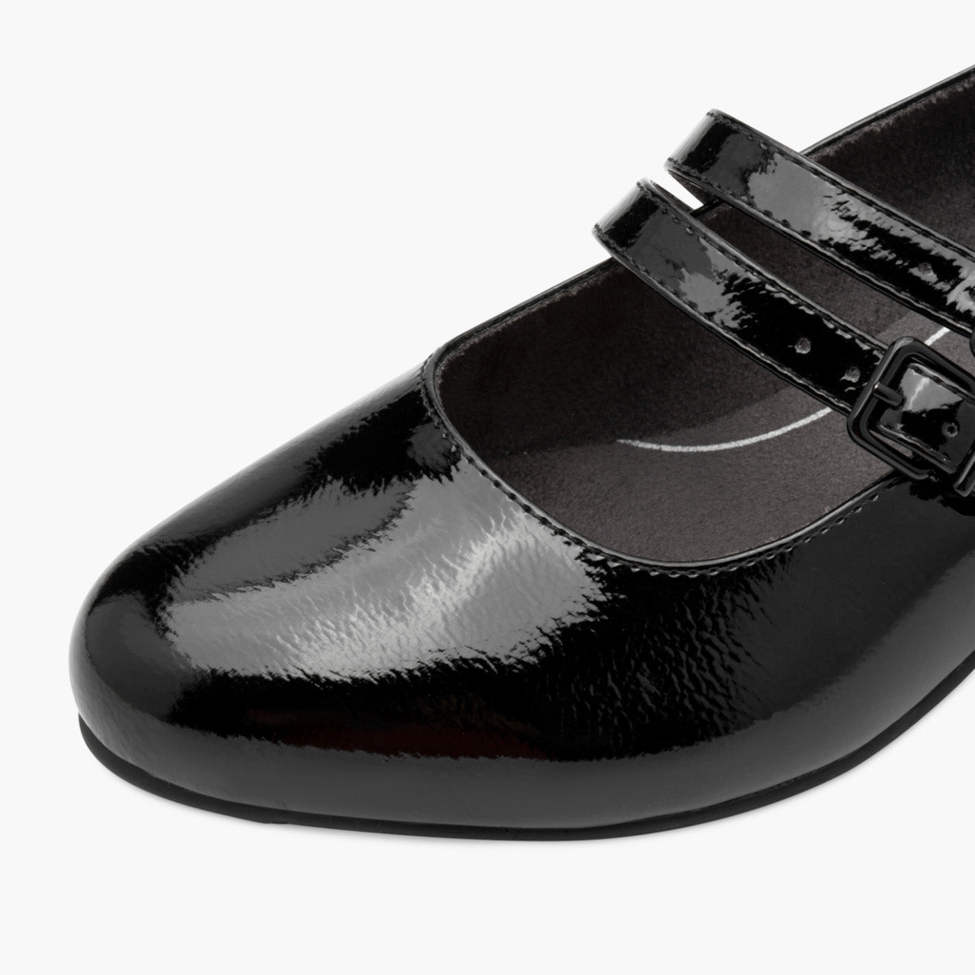 Jana Vegan Black Mary Jane Court Shoe with Double Strap