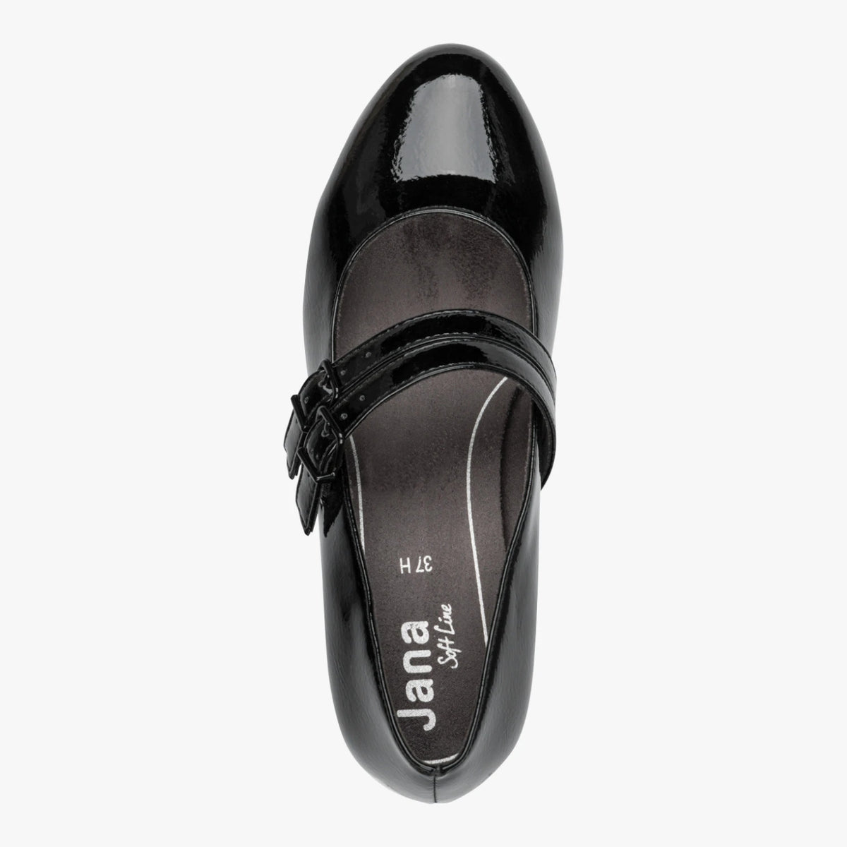 Jana Softline Black Patent Wide Fit Mary Jane Heels