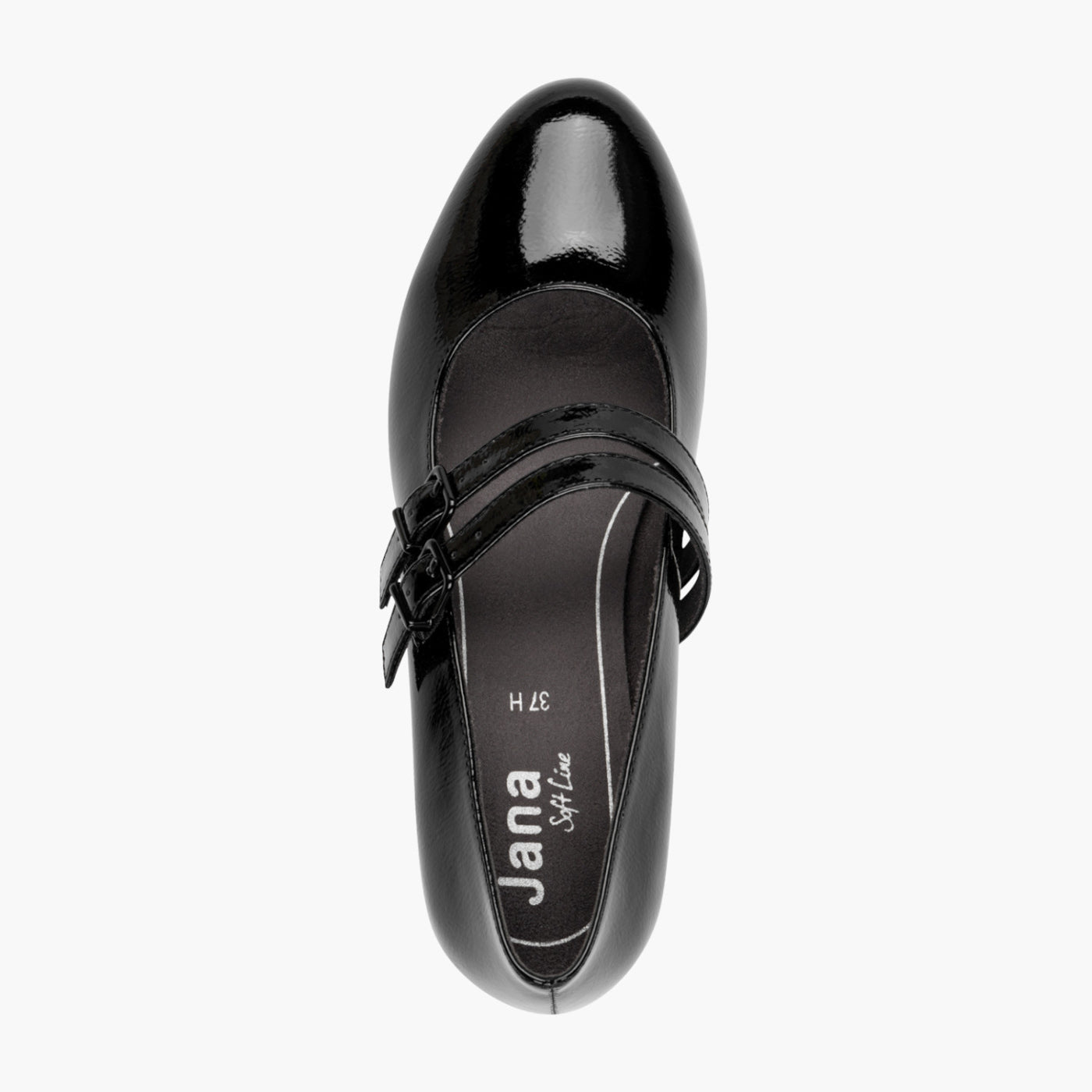 Jana Vegan Black Mary Jane Court Shoe with Double Strap