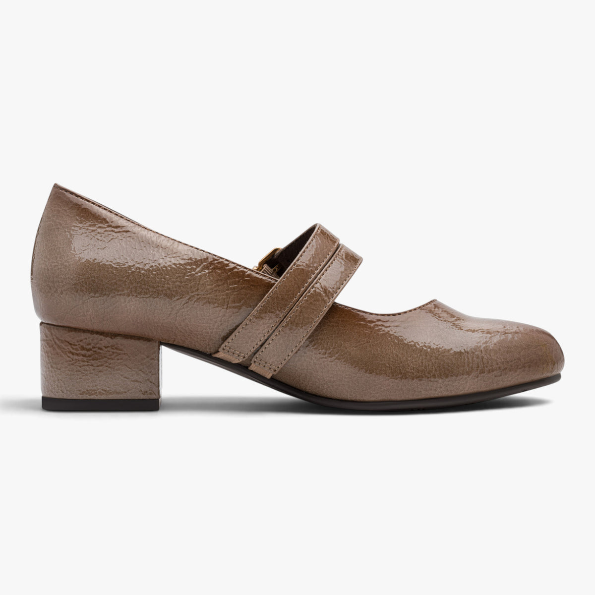 Jana Softline Taupe Patent Wide Fit Court Shoe