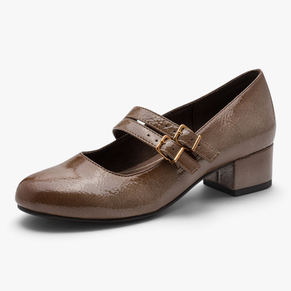 Jana Softline Taupe Patent Wide Fit Court Shoe