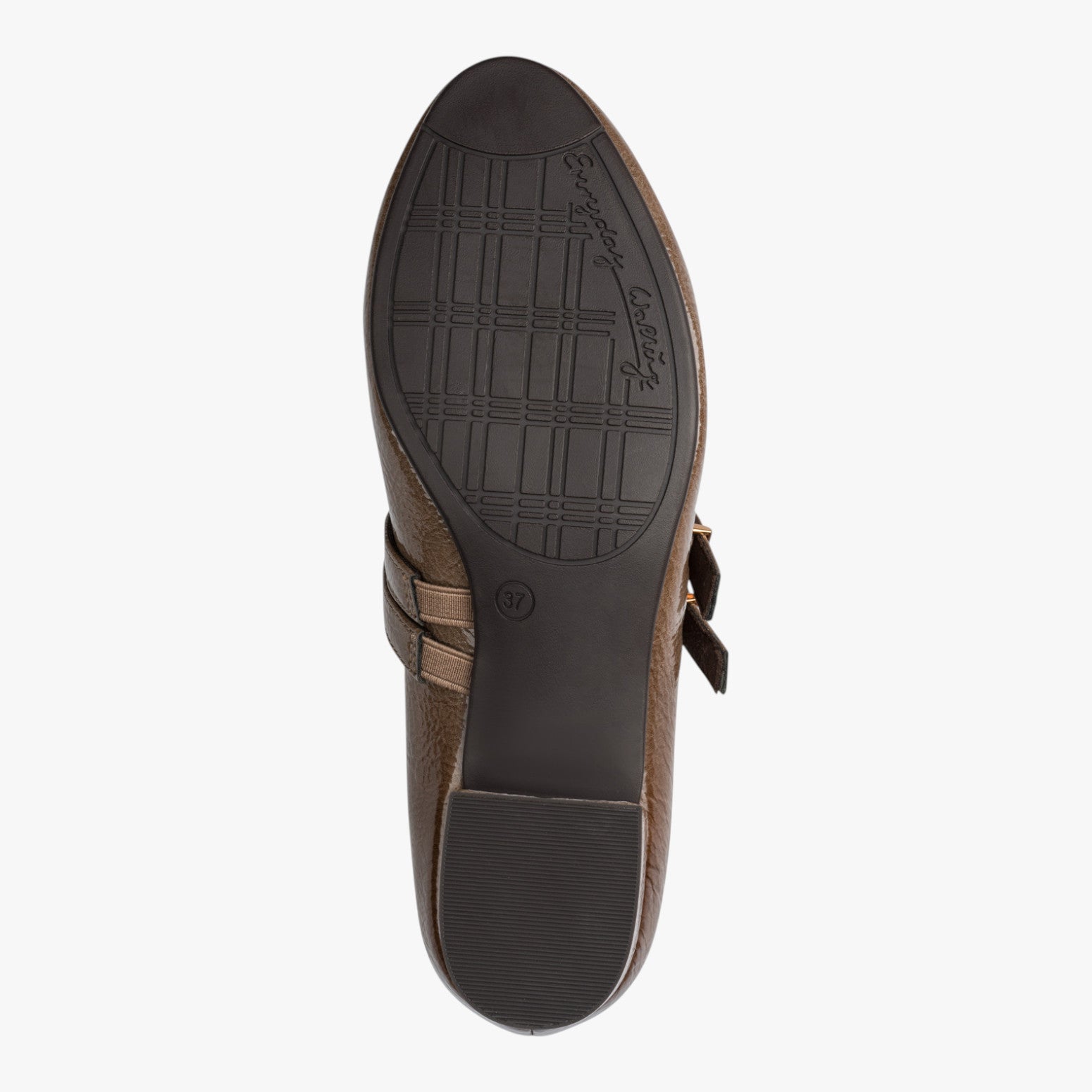 Jana Softline Taupe Patent Wide Fit Court Shoe