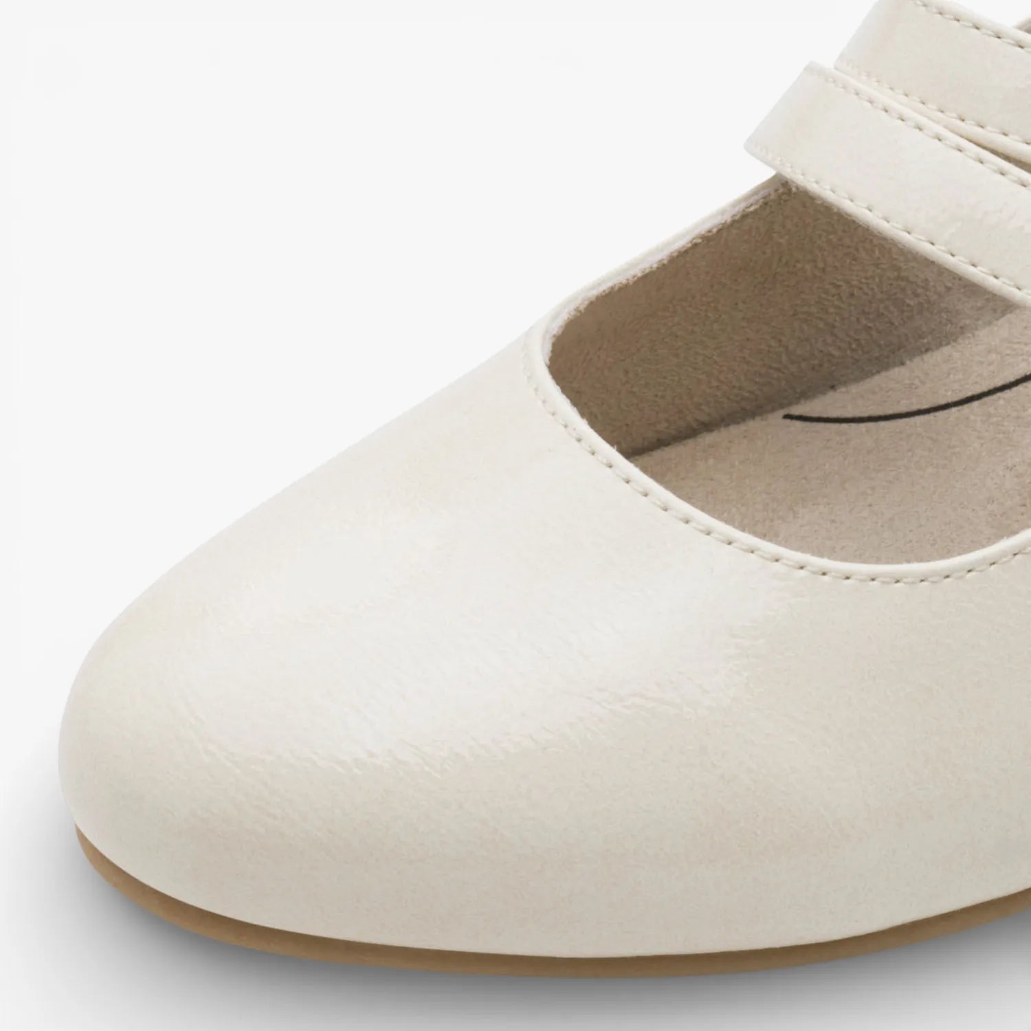 Jana Softline Ivory Patent Double-Strap Block Heel (Wide Fit H)
