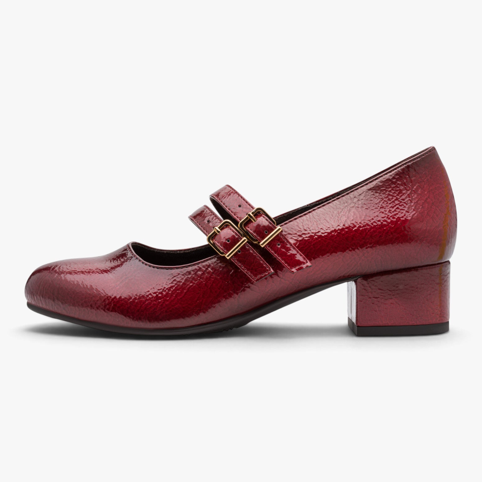 Jana Softline Fire Red Patent Wide Fit Court Shoe