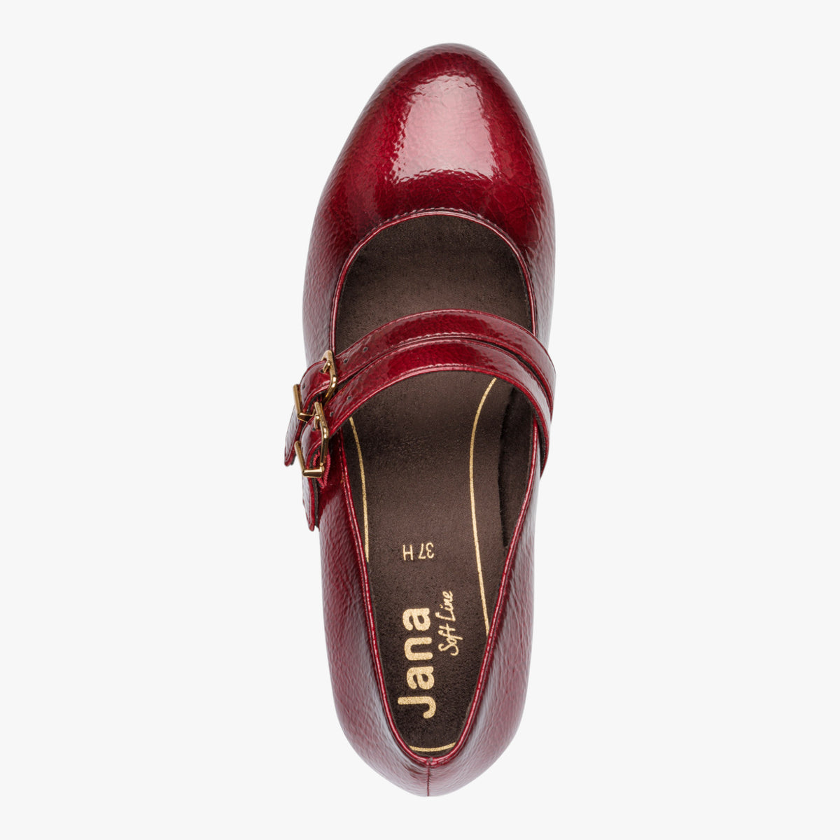 Jana Softline Fire Red Patent Wide Fit Court Shoe