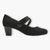 Jana Black Faux Suede Court Shoe with Velcro Strap and Diamante Detail - Leavys Shoes