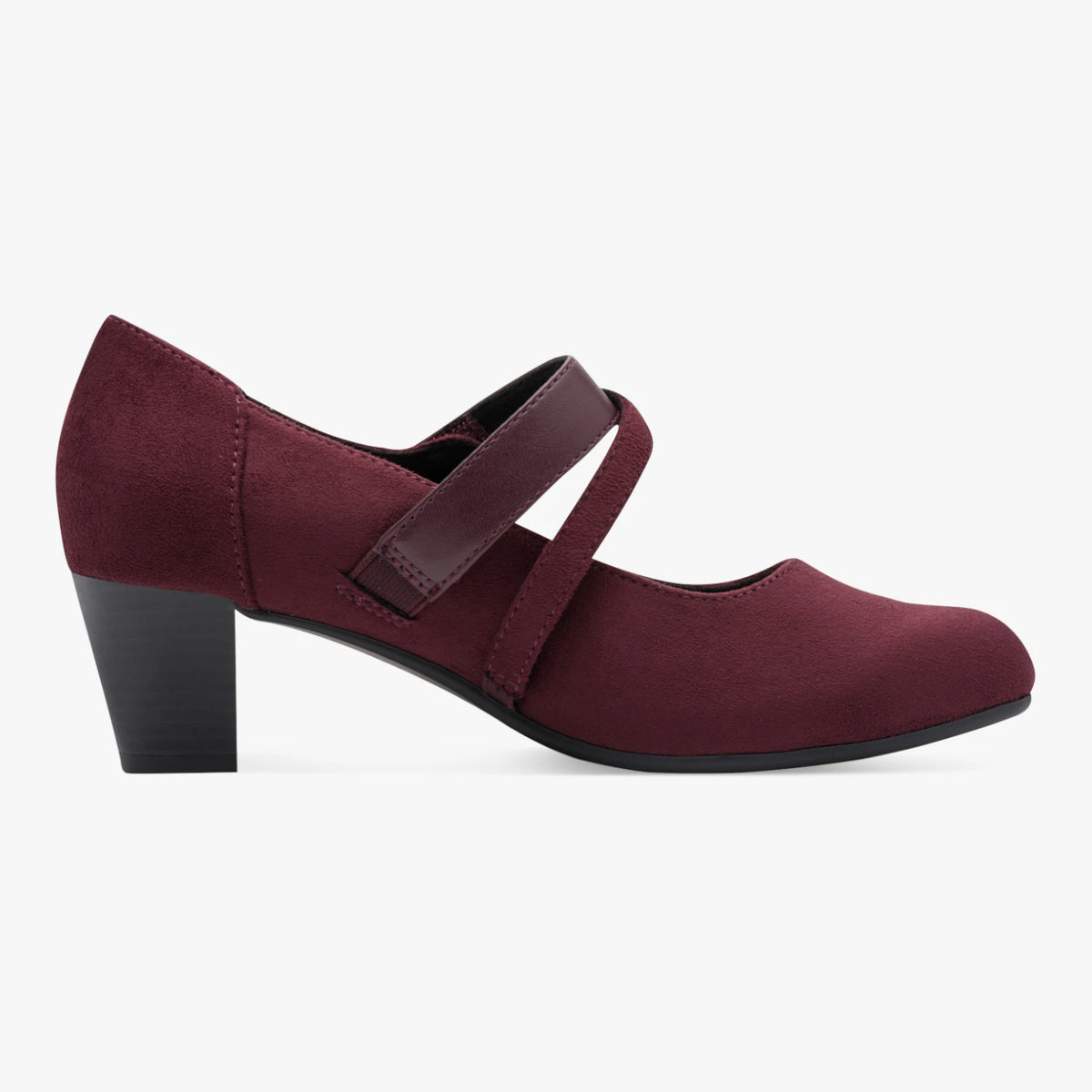 Jana Bordeaux Wide Fit Mary Jane Block Heel Shoes