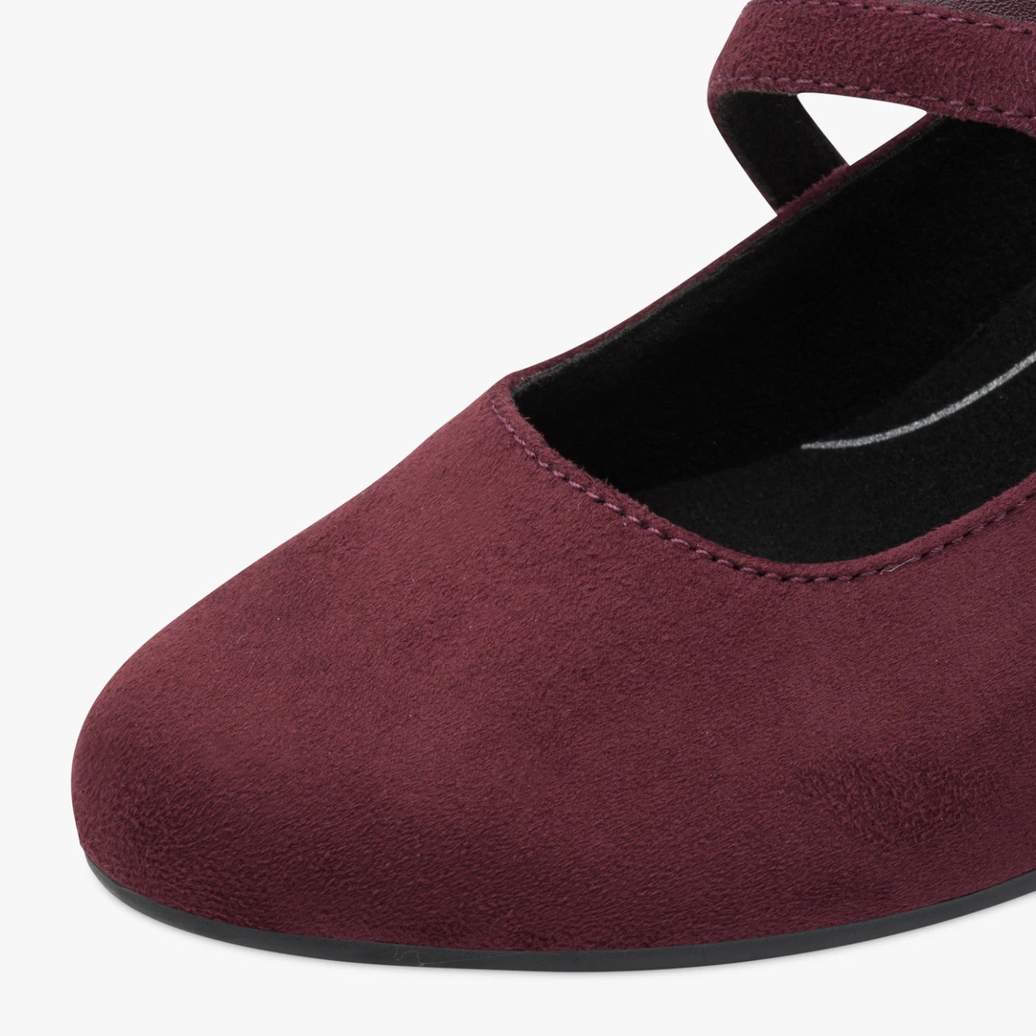 Jana Bordeaux Wide Fit Mary Jane Block Heel Shoes