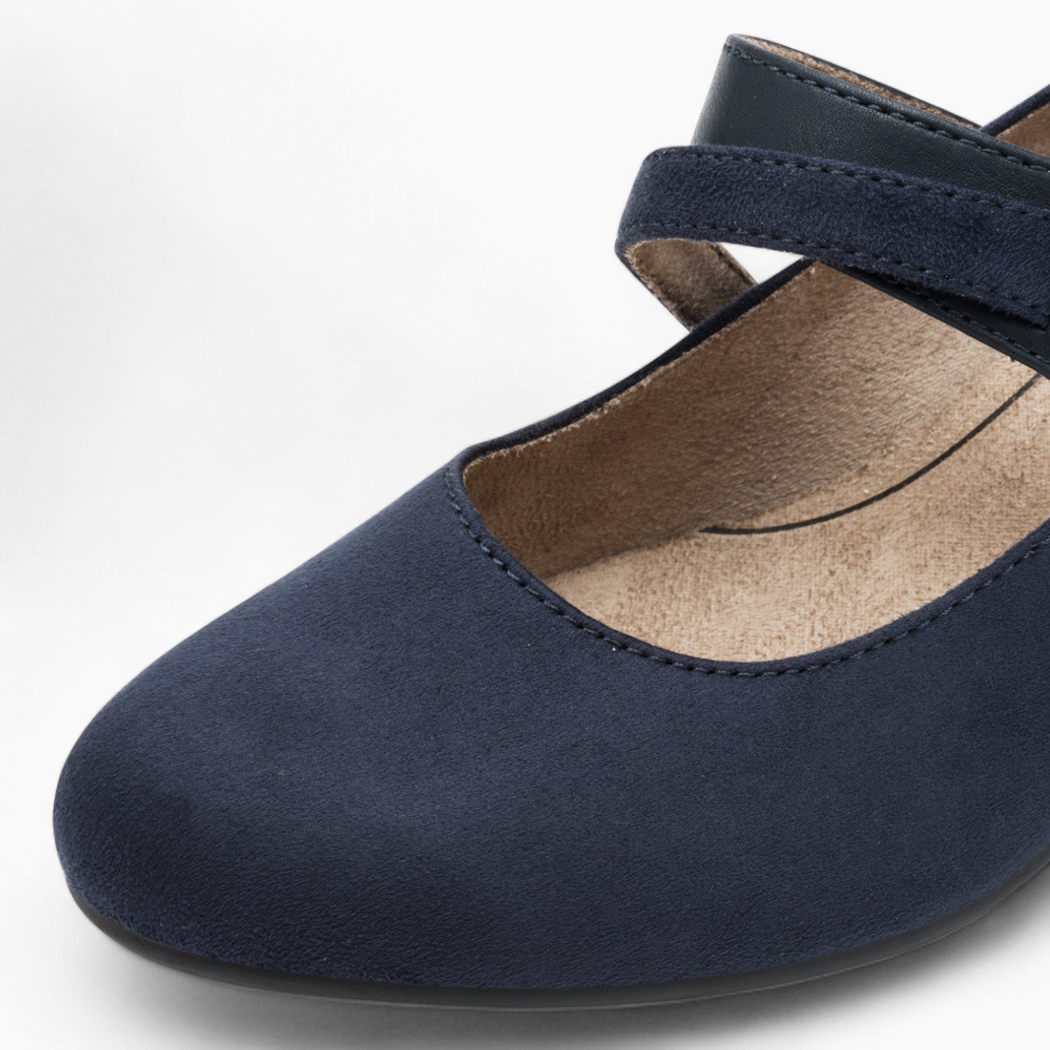 Jana Softline Navy Low Block Heel – Wide Fit & Cushioned Comfort - Leavys Shoes