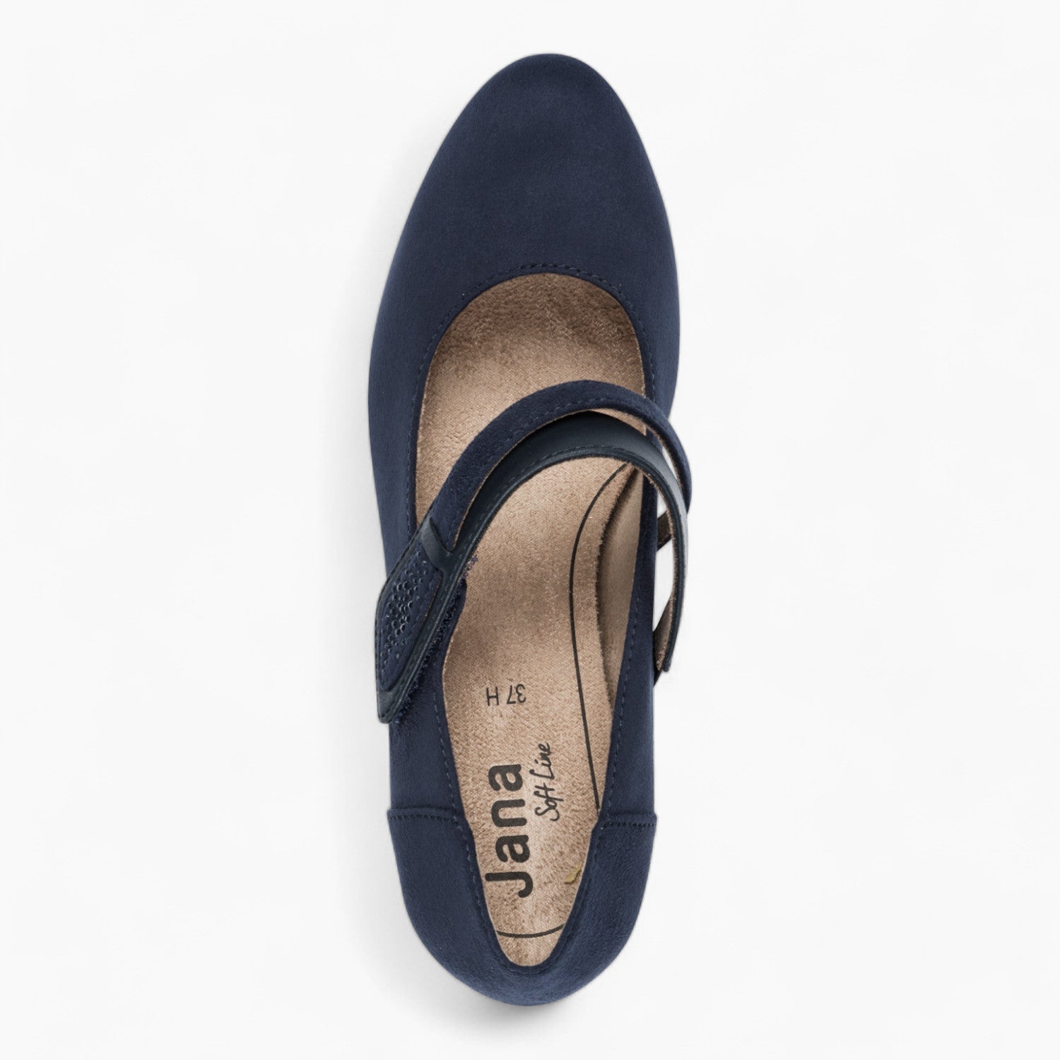 Jana Softline Navy Low Block Heel – Wide Fit & Cushioned Comfort