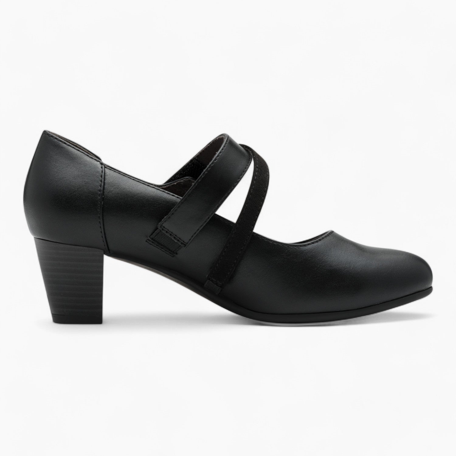 Jana Softline Black Low Block Heel – Wide Fit with Cushioned Insole - Leavys Shoes