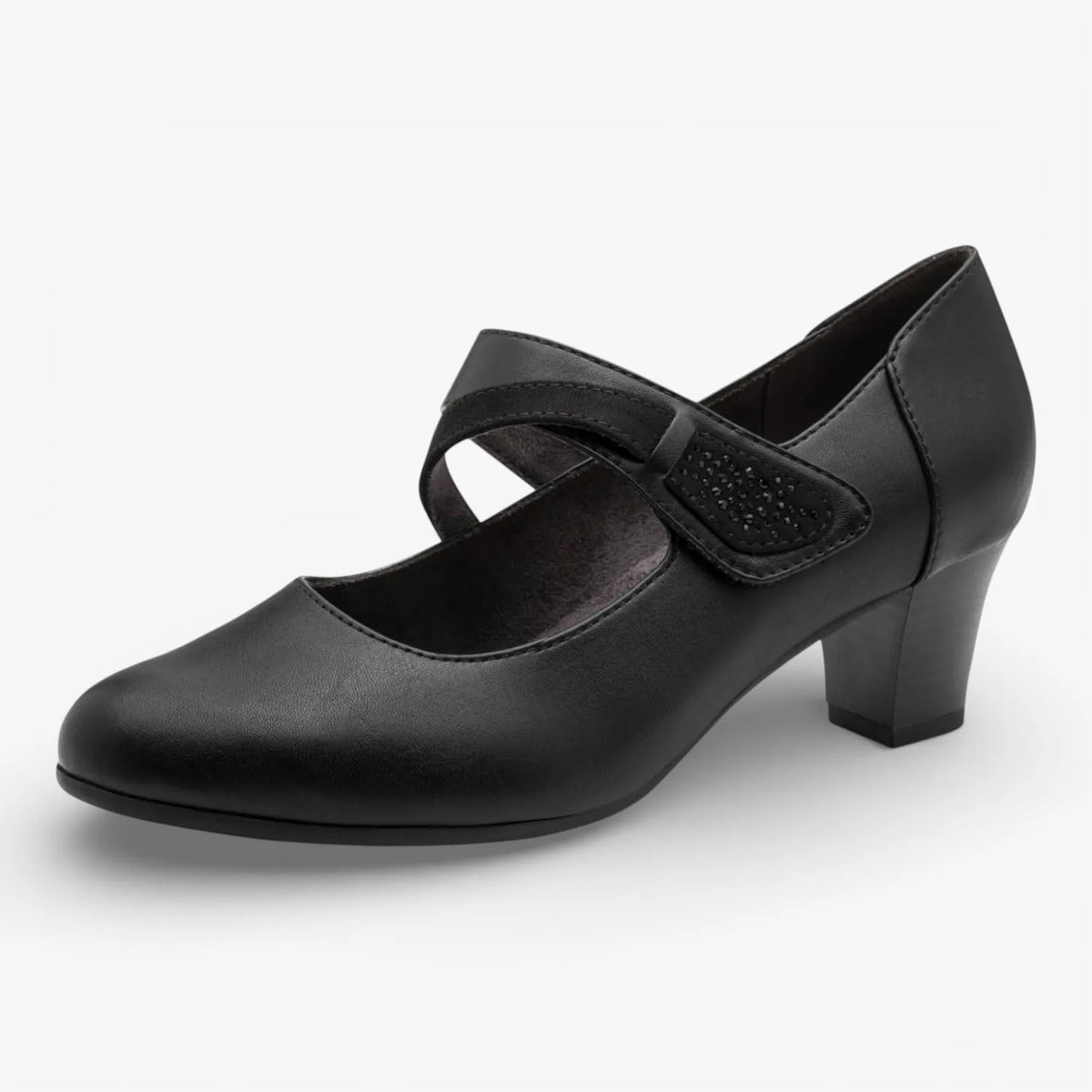 Jana Softline Black Court Shoe (Wide Fit H, Vegan) – 8-24465-43 001