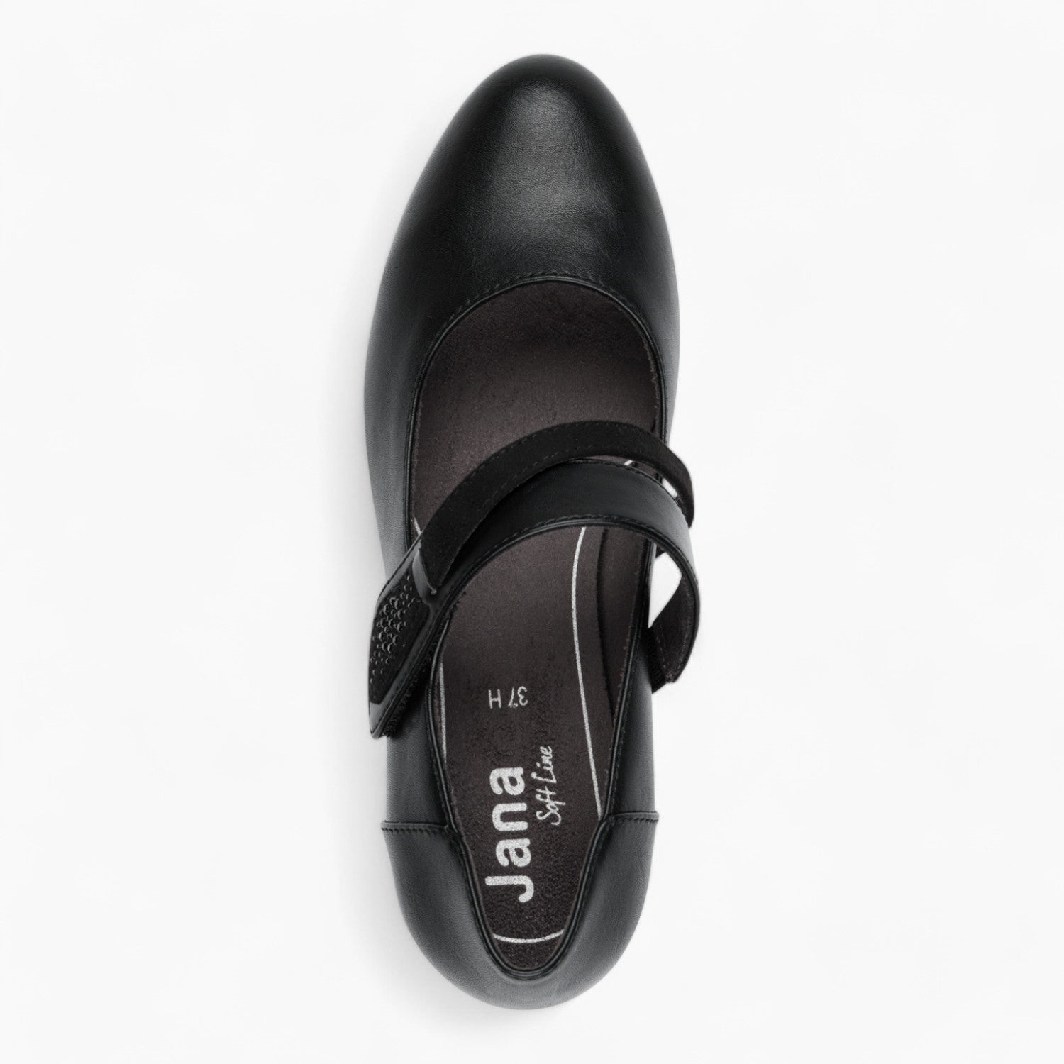 Jana Softline Black Low Block Heel – Wide Fit with Cushioned Insole