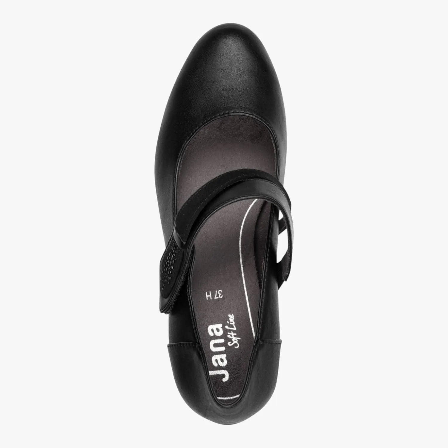 Jana Softline Black Court Shoe (Wide Fit H, Vegan) – 8-24465-43 001