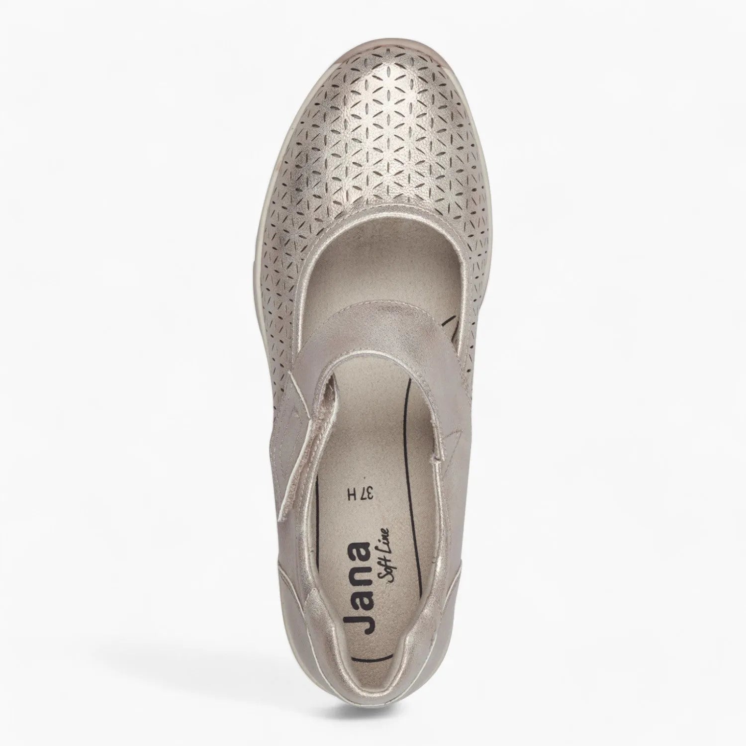 Jana Softline Gold Low-Cut Shoe – Wide Fit with Airy Laser Cut Design - Leavys Shoes