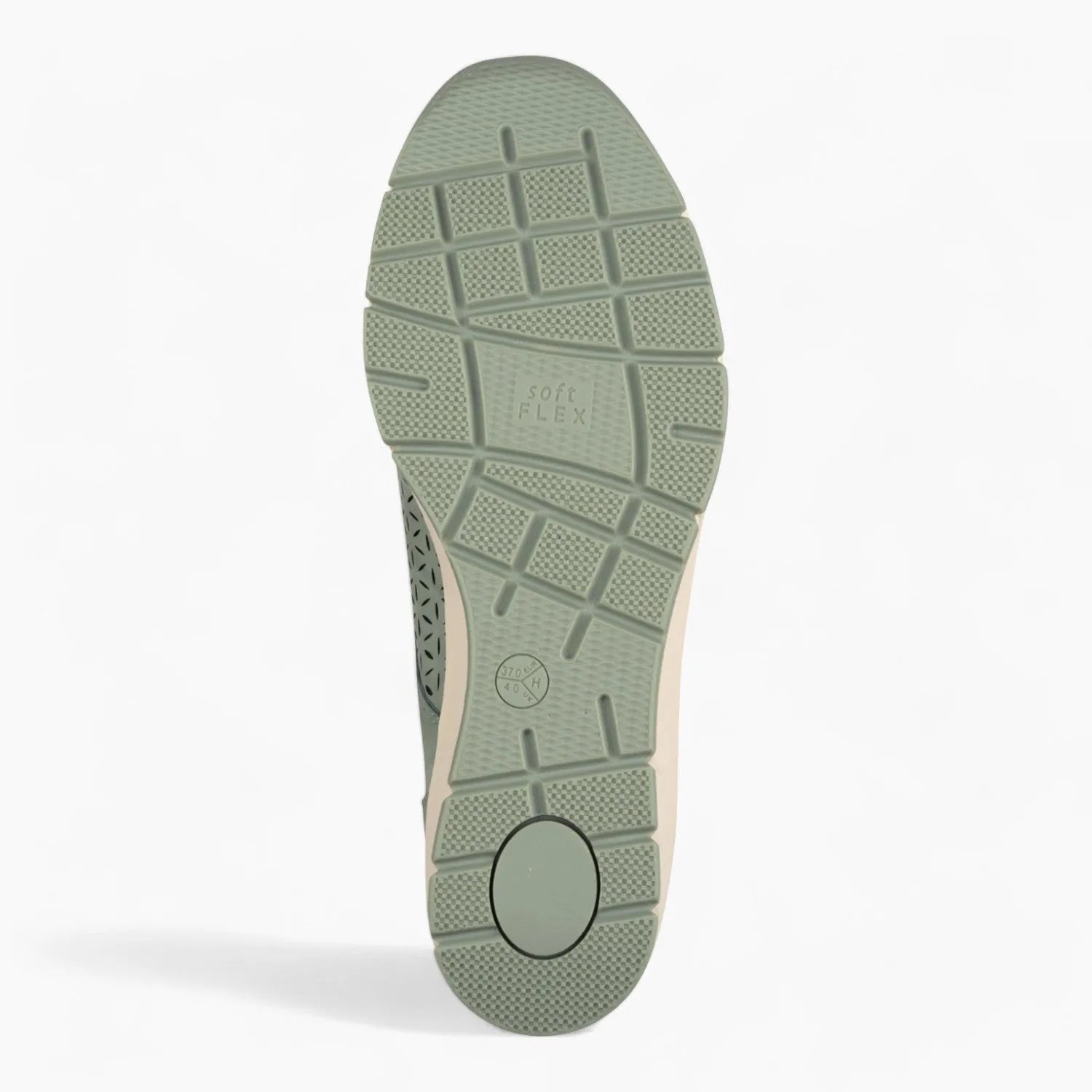 Jana Softline Sage Green Low-Cut Shoe – Wide Fit & Airy Laser Cut Design - Leavys Shoes