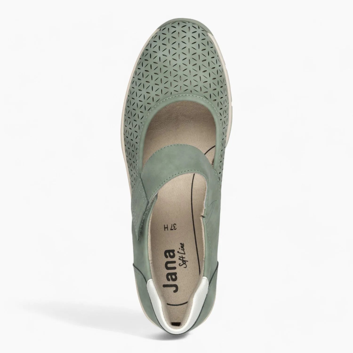 Jana Softline Sage Green Low-Cut Shoe – Wide Fit & Airy Laser Cut Design - Leavys Shoes