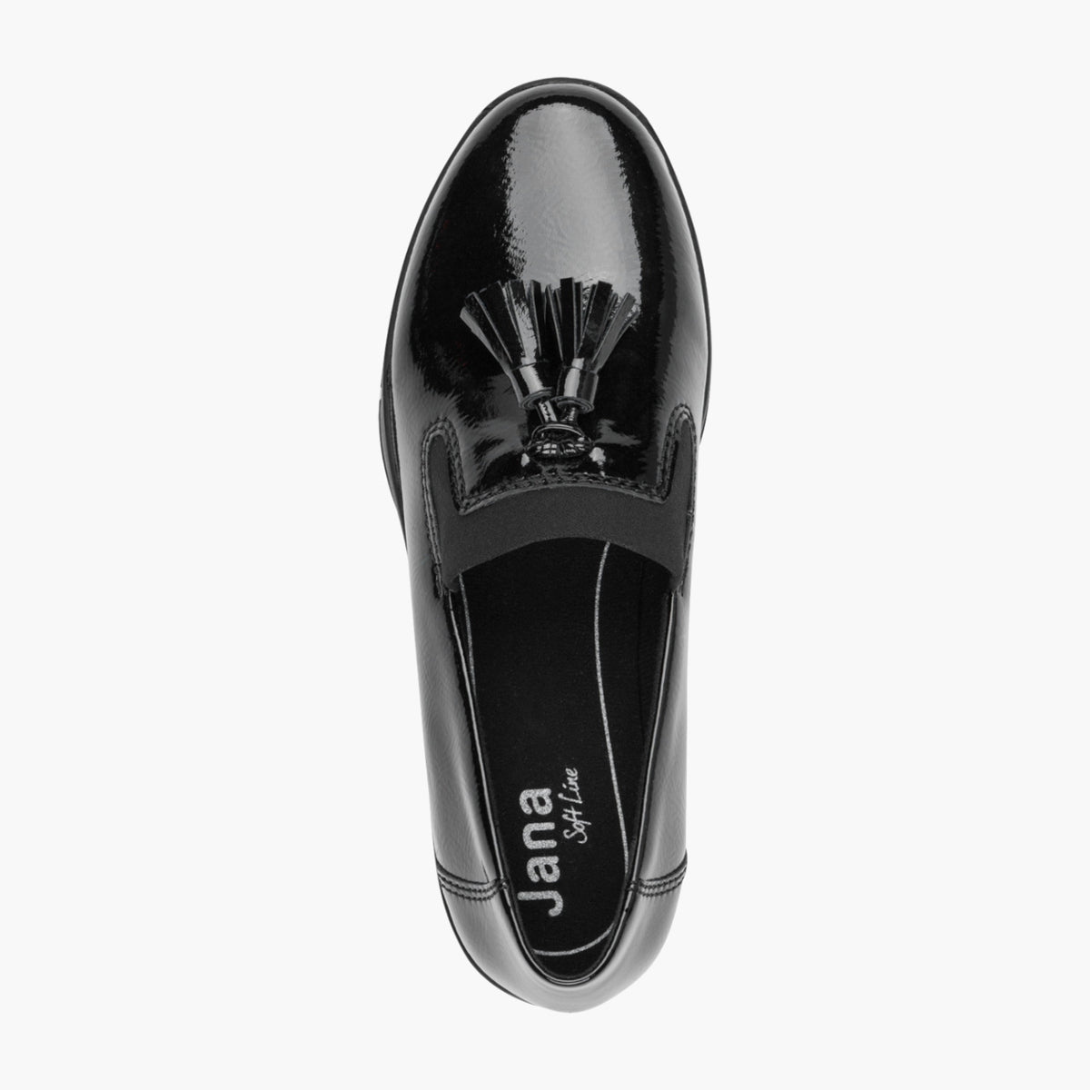 Jana Black Patent Vegan Slip-On Loafer with Tassels - Leavys Shoes