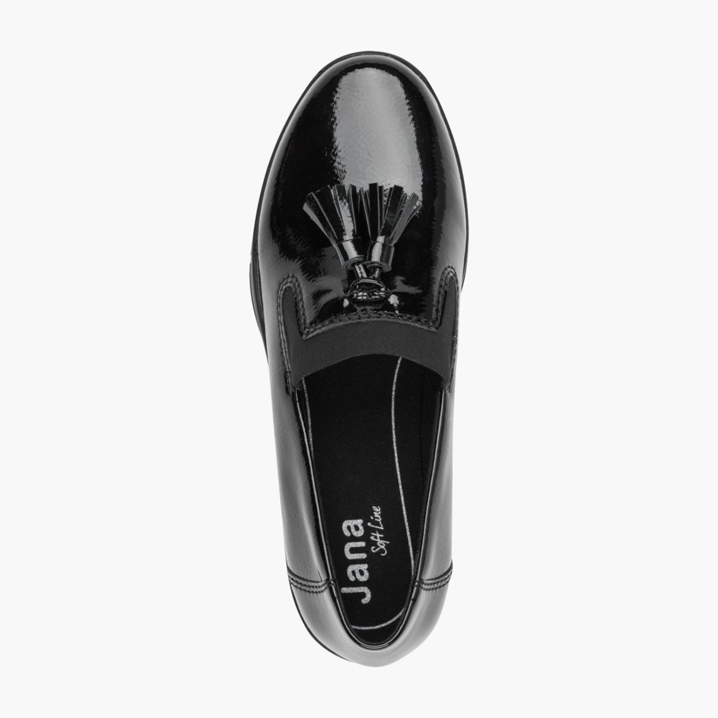 Jana Black Patent Vegan Slip-On Loafer with Tassels - Leavys Shoes