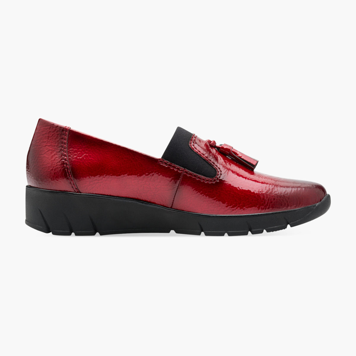 Jana Vegan Red Crinkle Patent Slip-On Loafers - Leavys Shoes