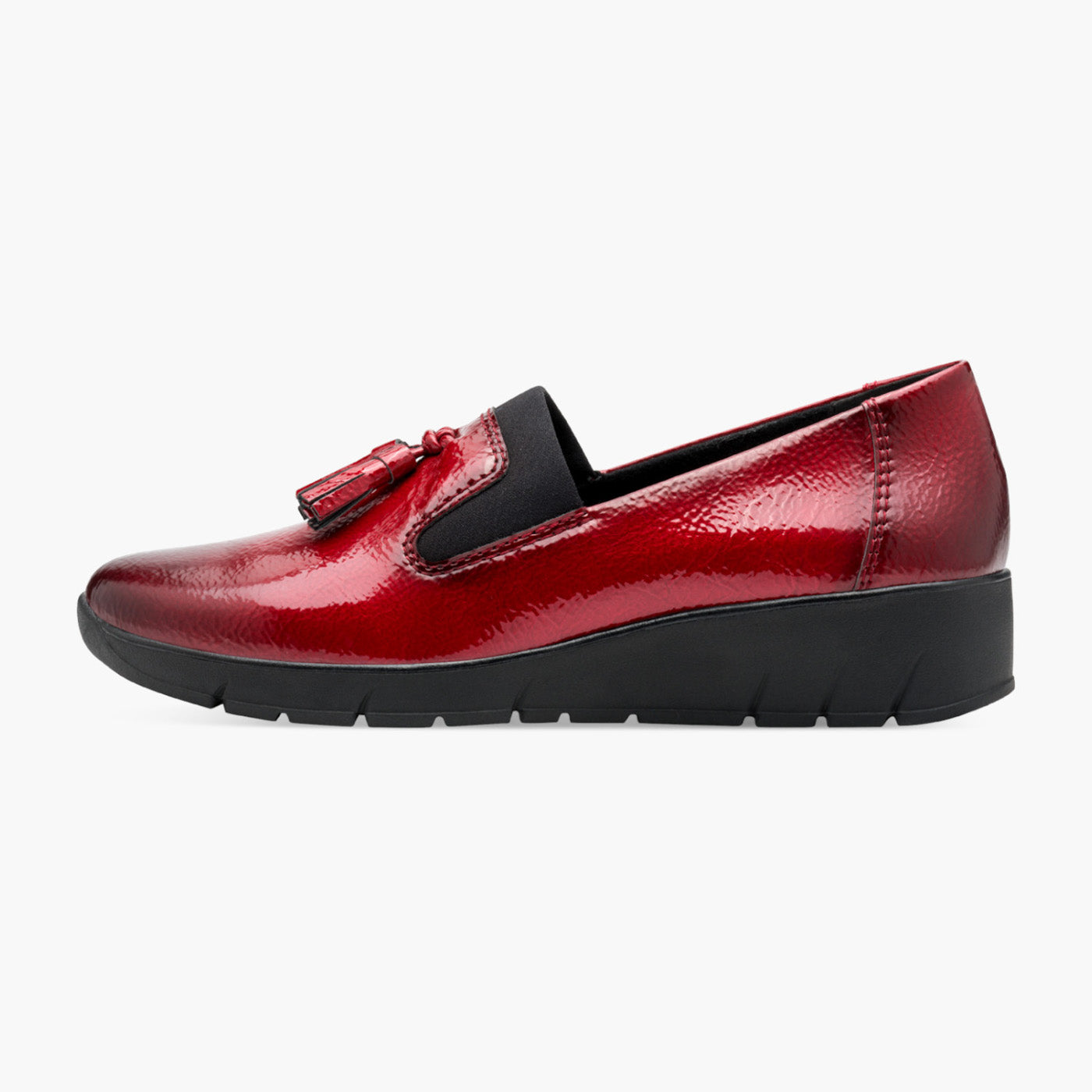 Jana Vegan Red Crinkle Patent Slip-On Loafers - Leavys Shoes