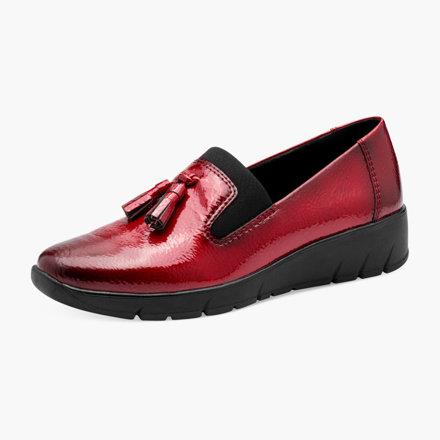 Jana Vegan Red Crinkle Patent Slip-On Loafers - Leavys Shoes