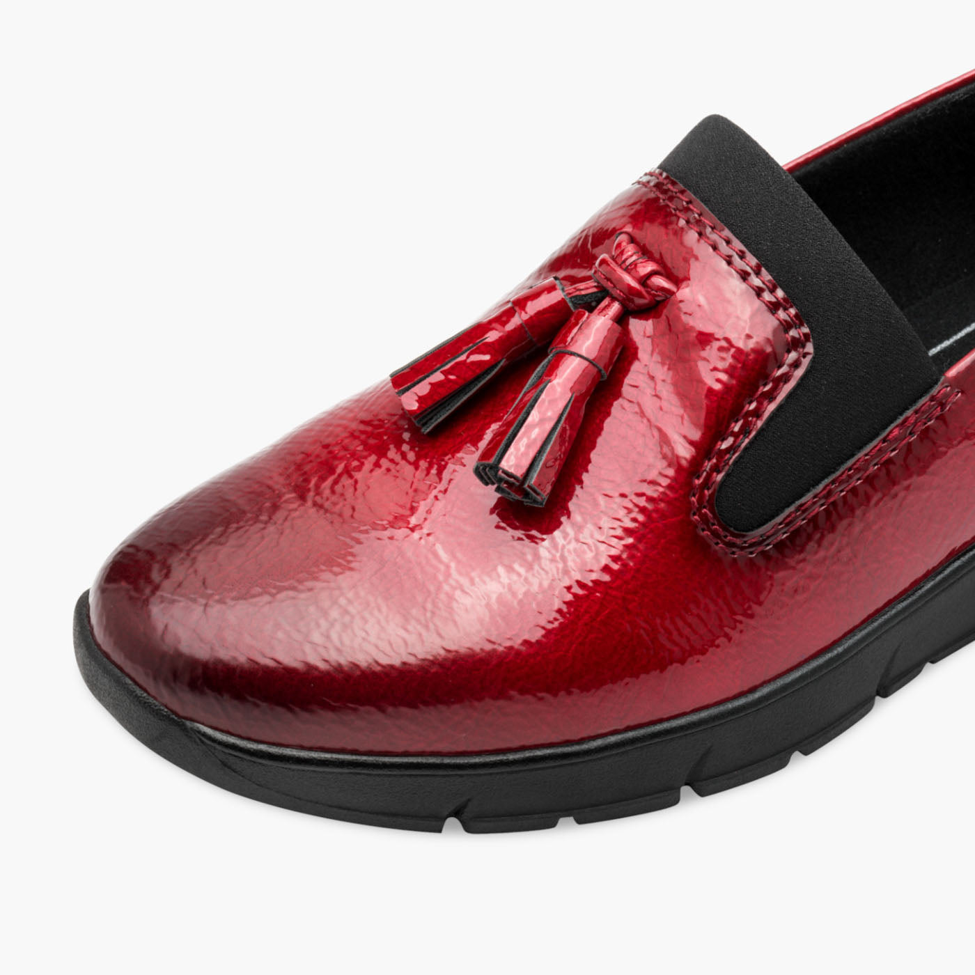 Jana Vegan Red Crinkle Patent Slip-On Loafers - Leavys Shoes
