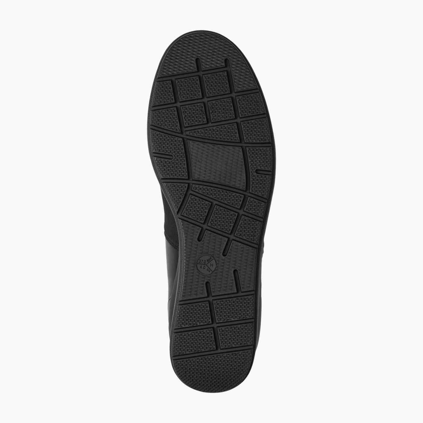 Jana Black Leather Textile Slip-On Wedge Shoe - Leavys Shoes