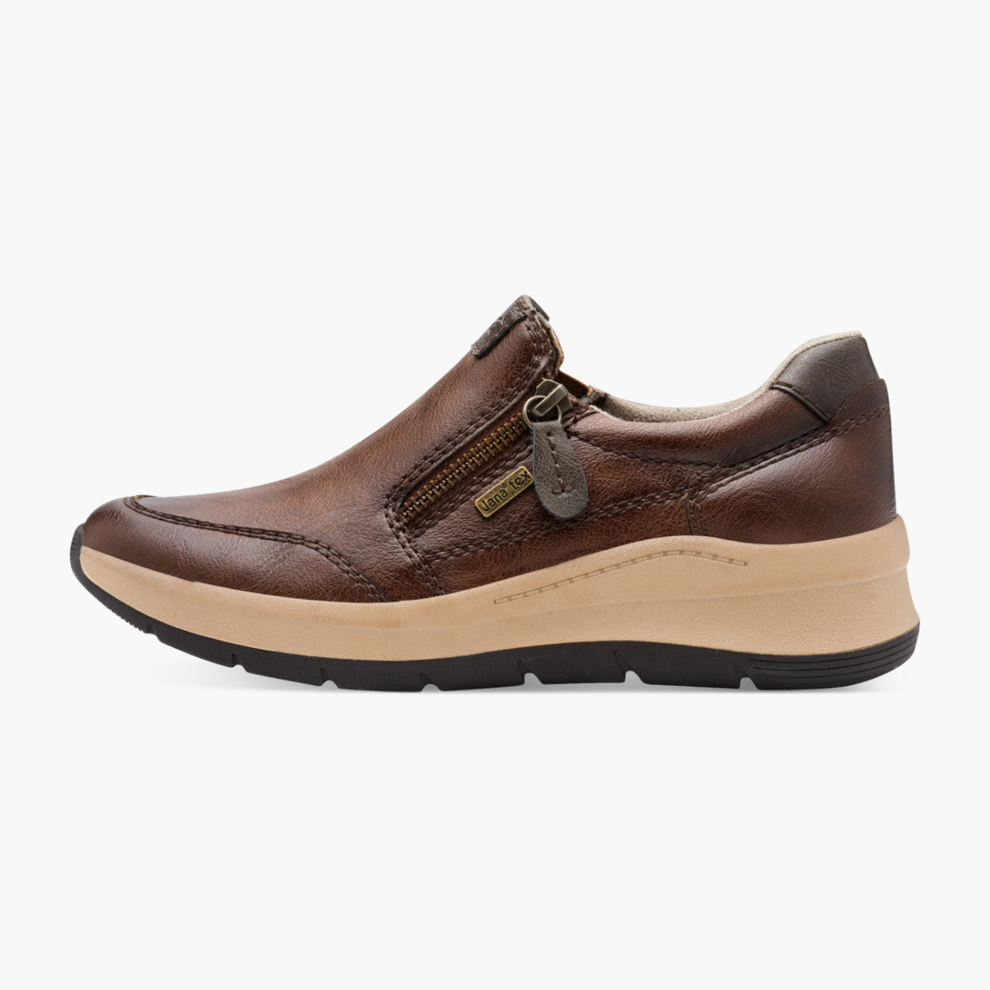 Jana Vegan Brown Slip-On Trainers with TEX Comfort - Leavys Shoes