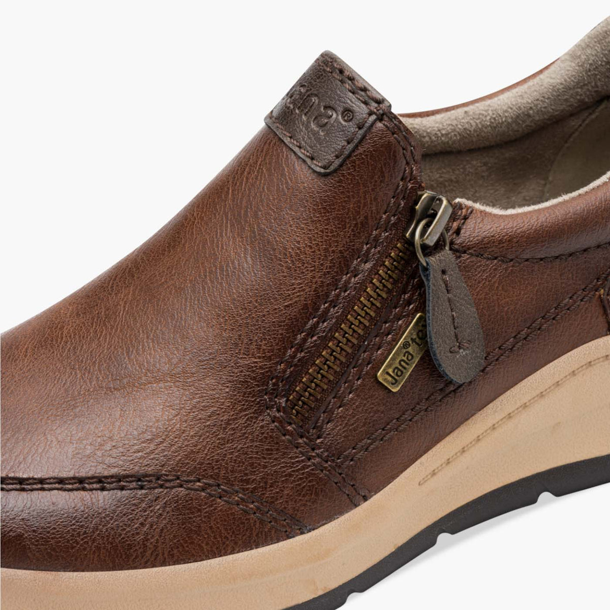 Jana Vegan Brown Slip-On Trainers with TEX Comfort - Leavys Shoes