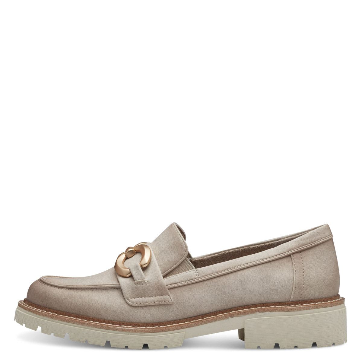 Front view of Jana Beige Vegan Loafers.