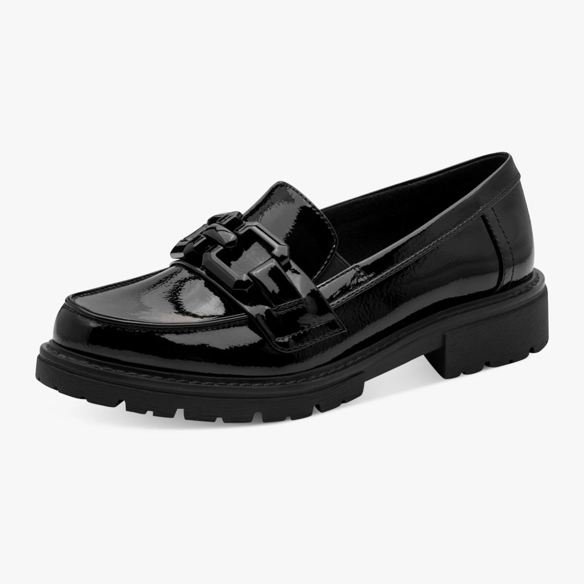 Jana Softline Black Patent Wide Fit Loafers