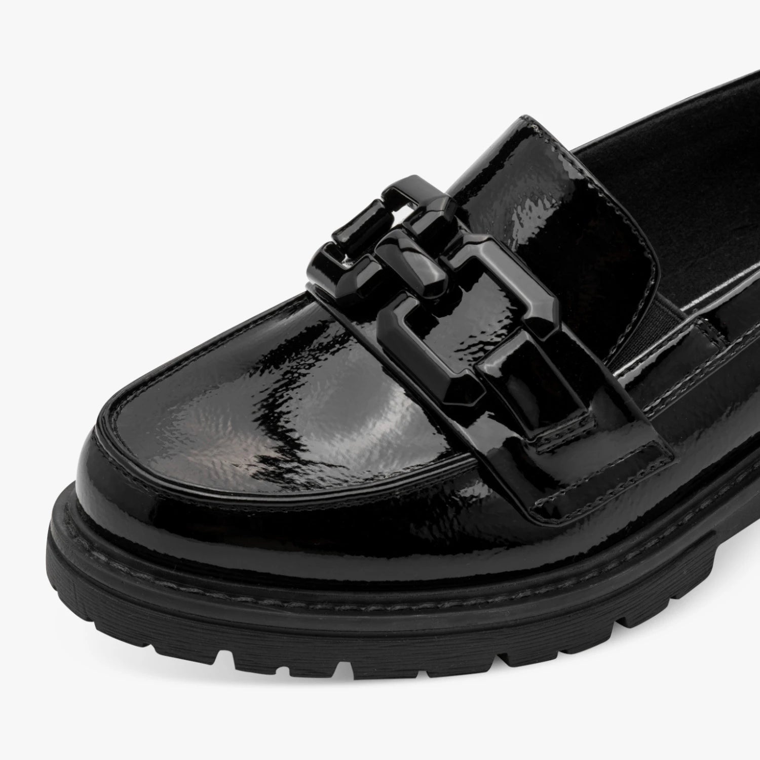 Jana Softline Black Patent Wide Fit Loafers