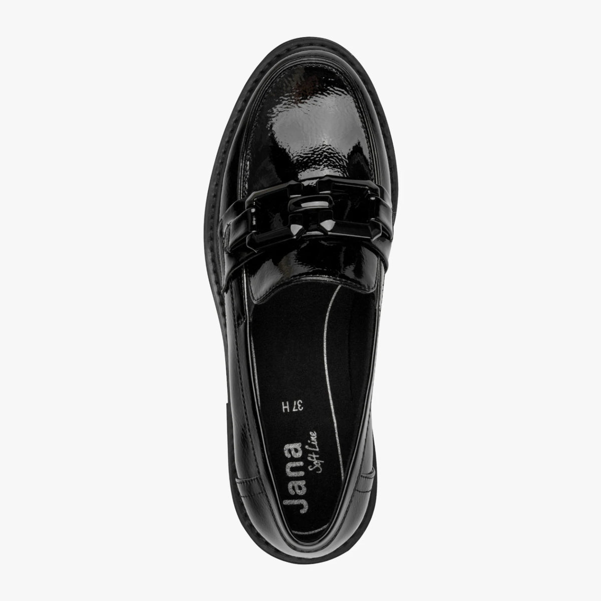 Jana Softline Black Patent Wide Fit Loafers