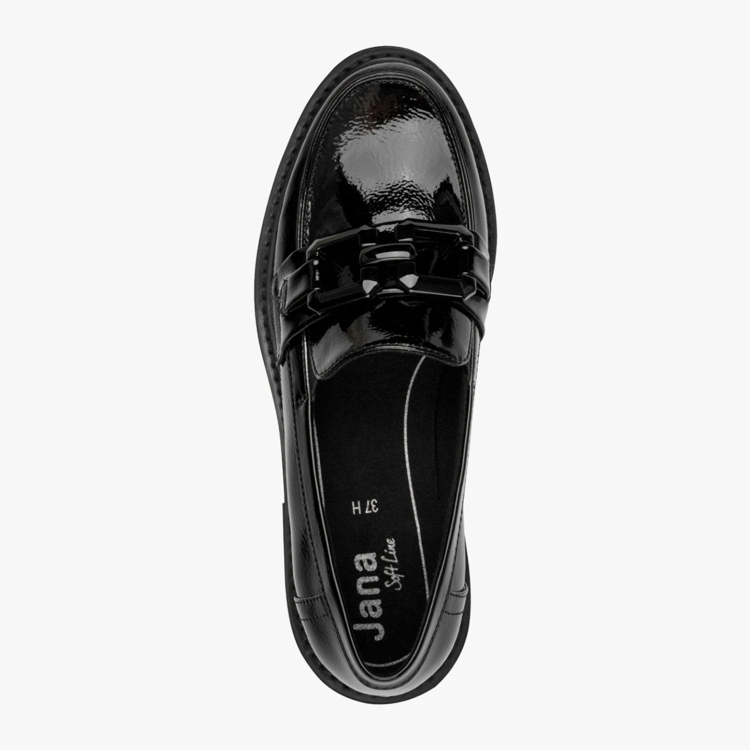 Jana Softline Black Patent Wide Fit Loafers