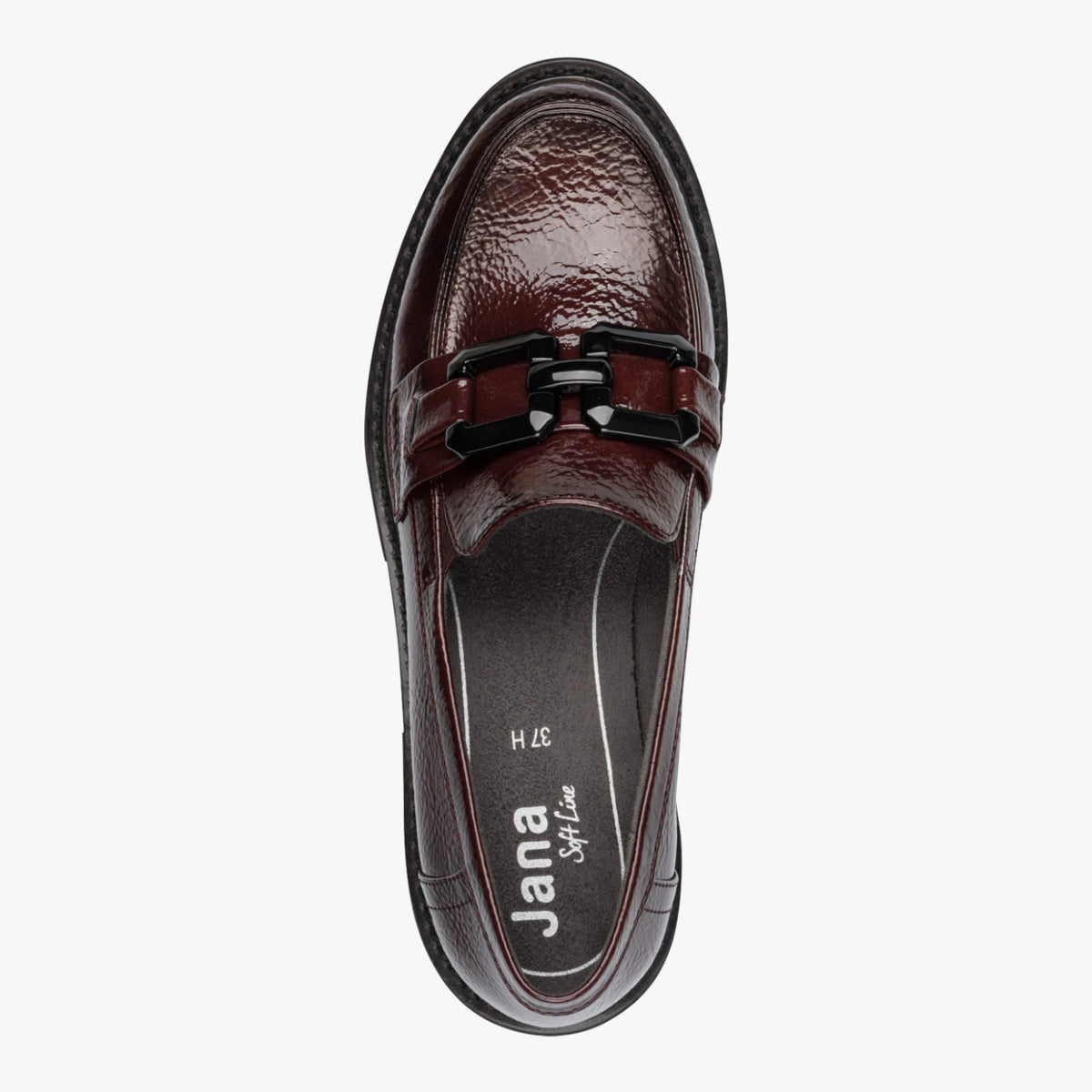 Jana Softline Bordeaux Patent Wide Fit Loafers