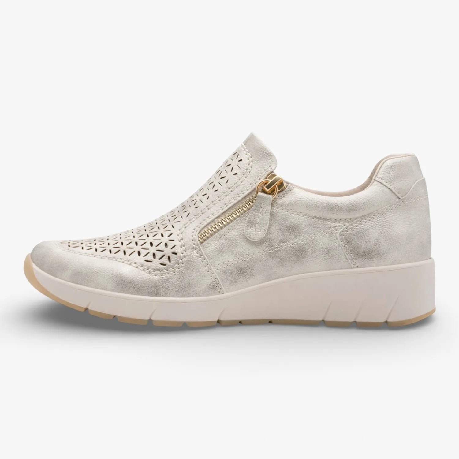 Jana Softline Beige Gold Trainer (Wide Fit H) – 8-24765-46 499