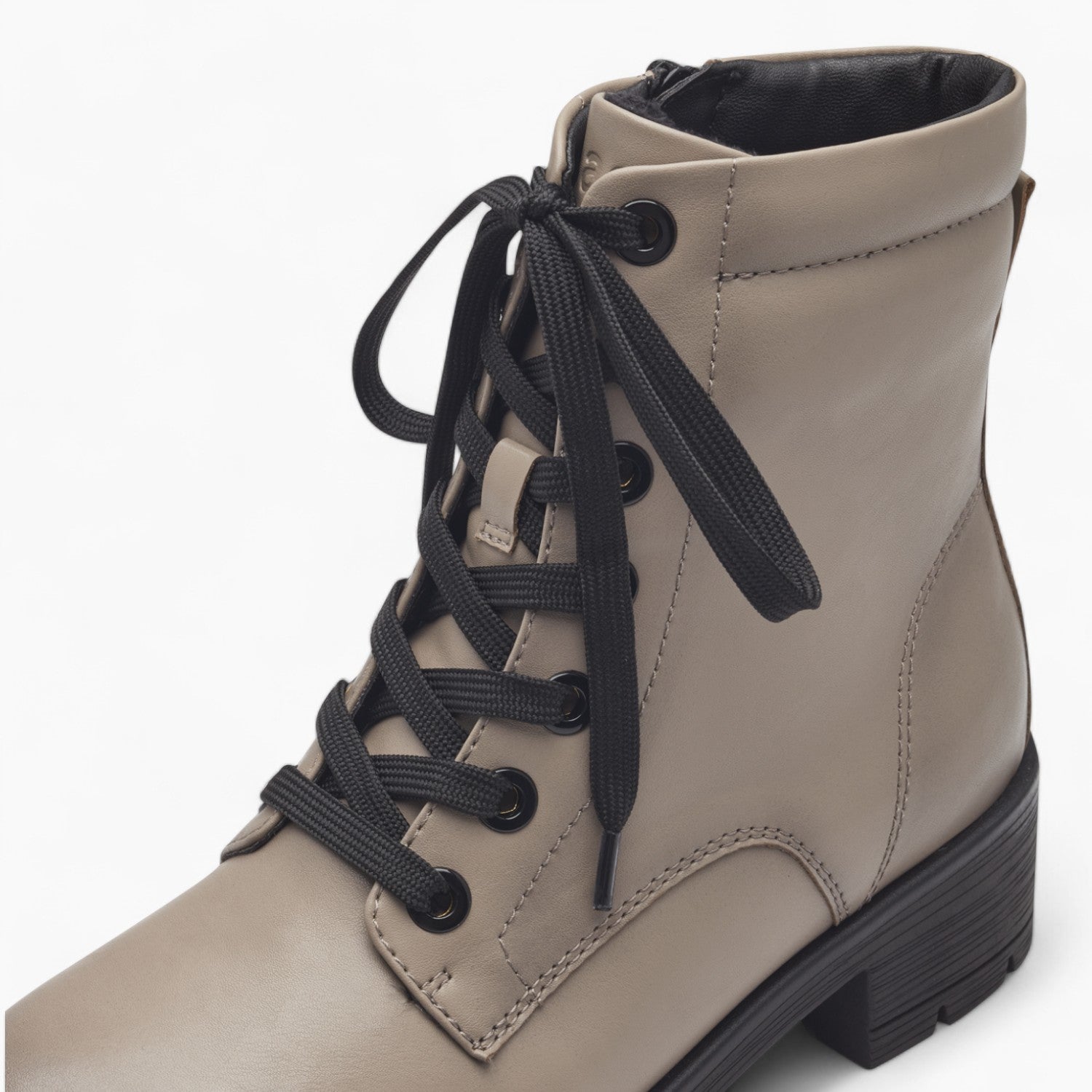 Jana Women's Taupe Lace-Up Ankle Boots with Black Sole - Leavys Shoes