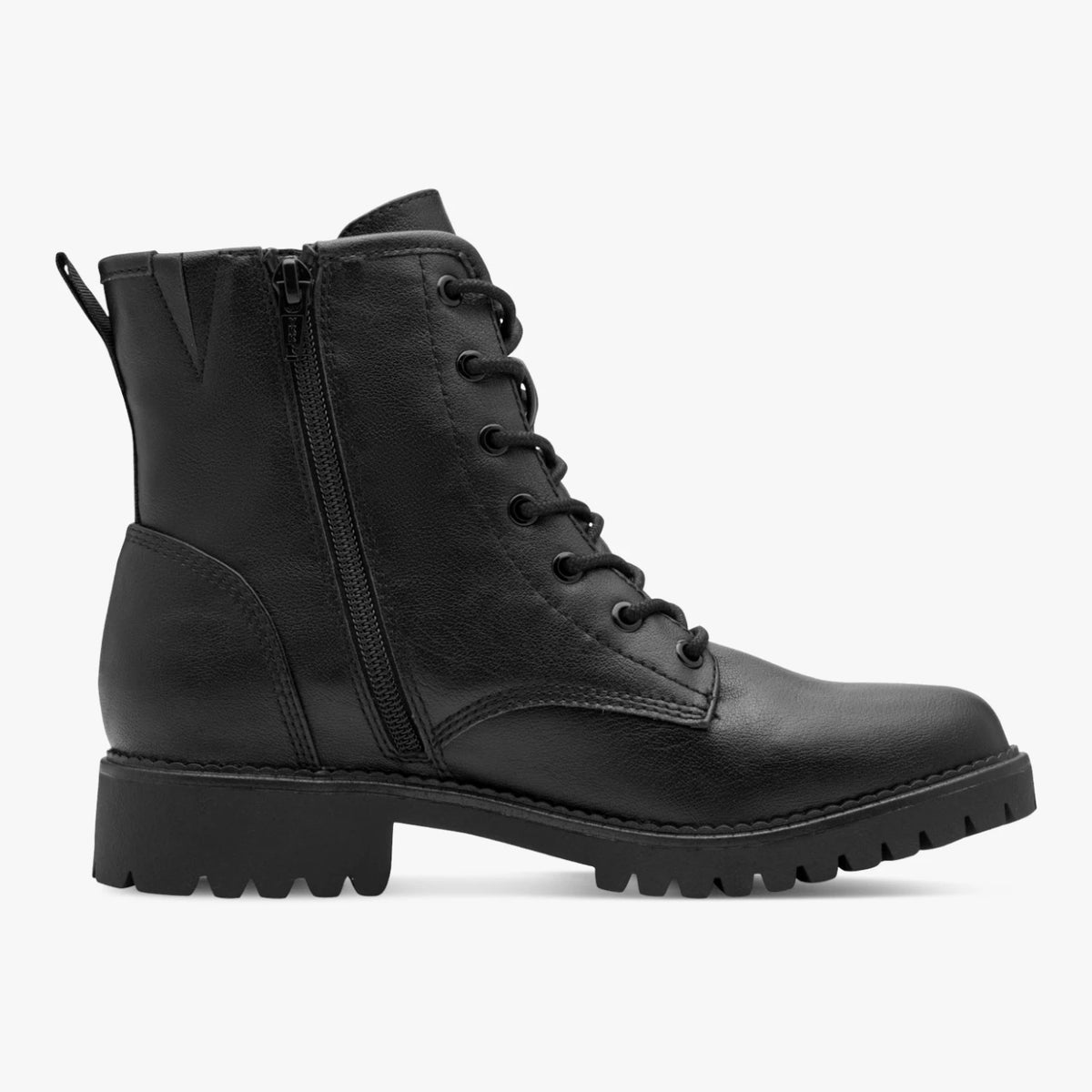 Jana Black Wide Fit Chunky Lace-Up Ankle Boots