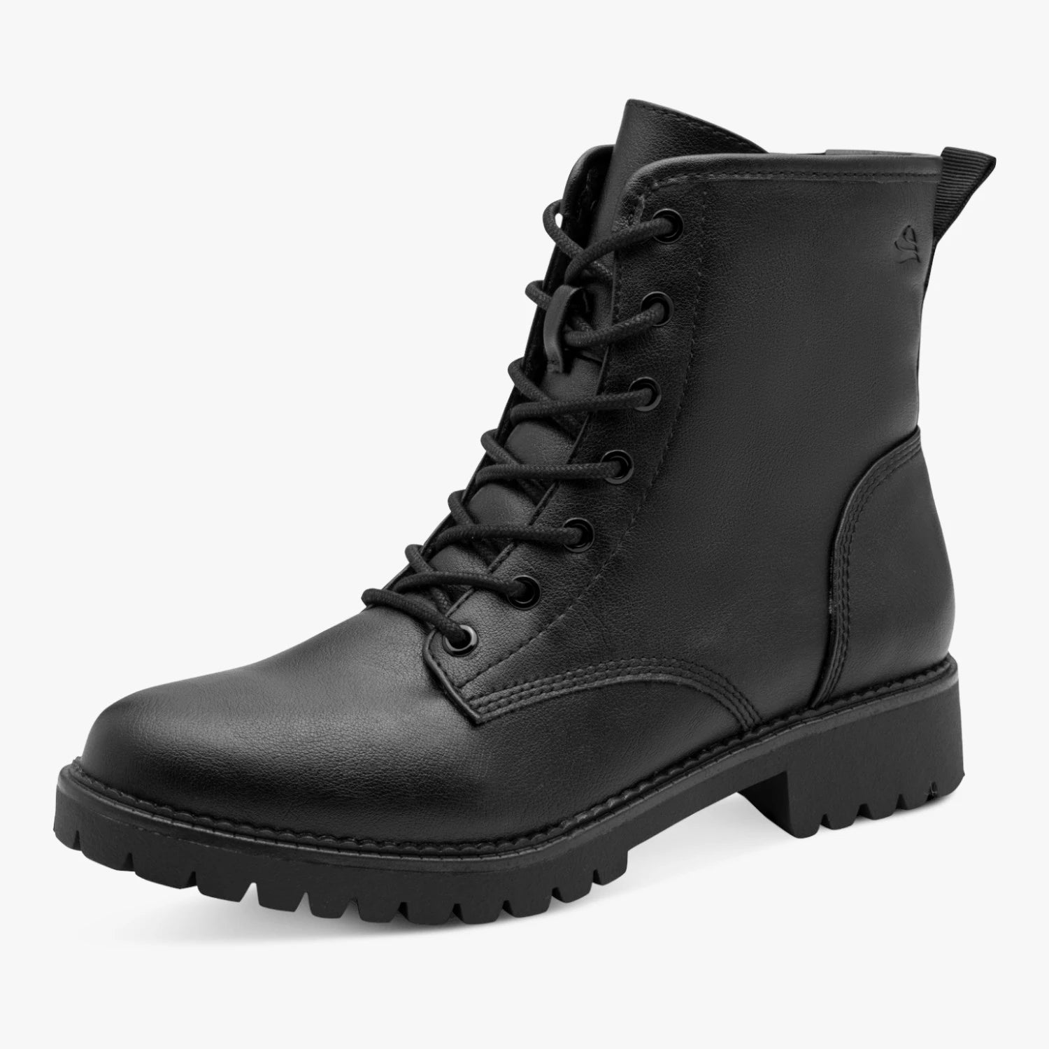 Jana Black Wide Fit Chunky Lace-Up Ankle Boots