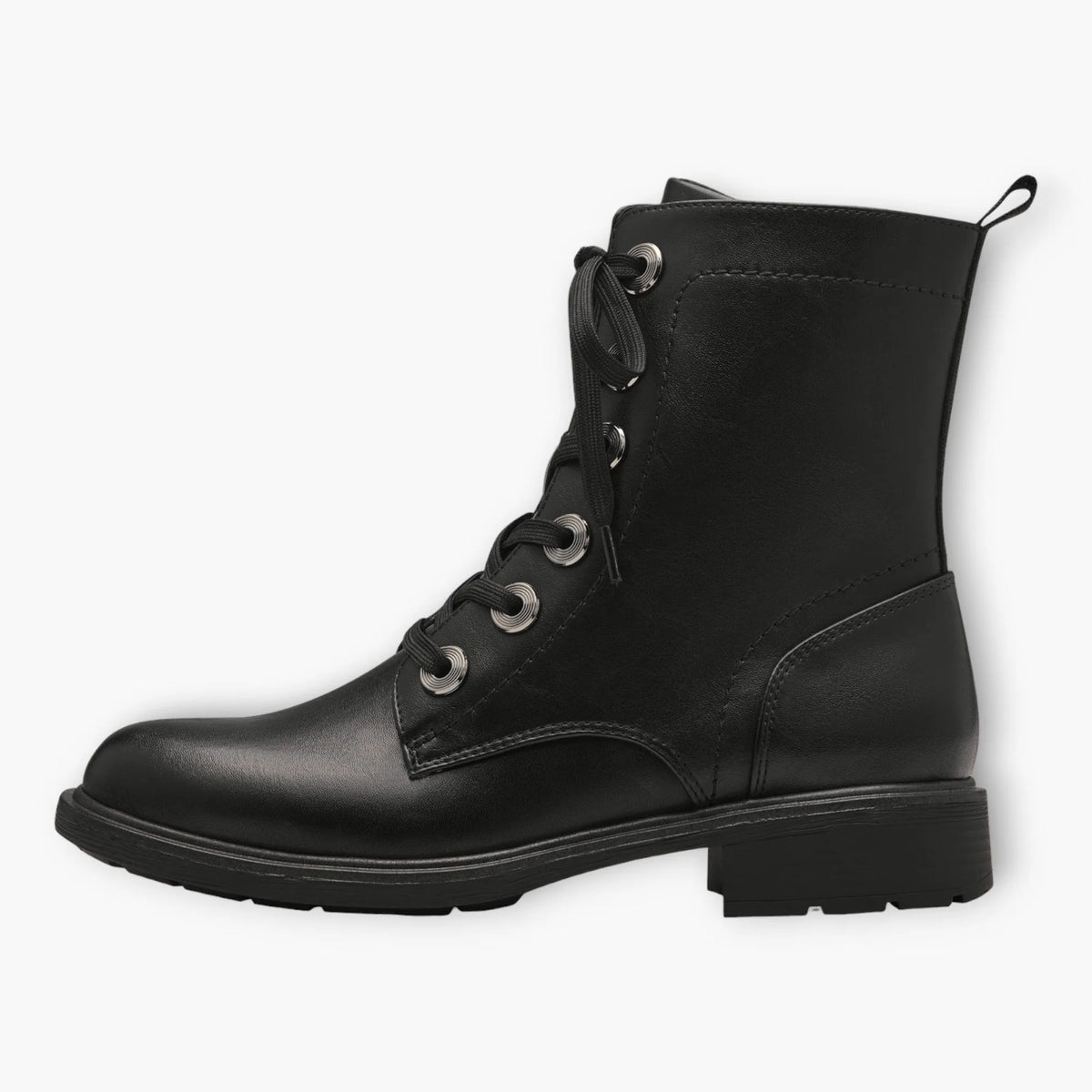 Black Women&#39;s Lace-Up Boots with Block Heel - Leavys Shoes