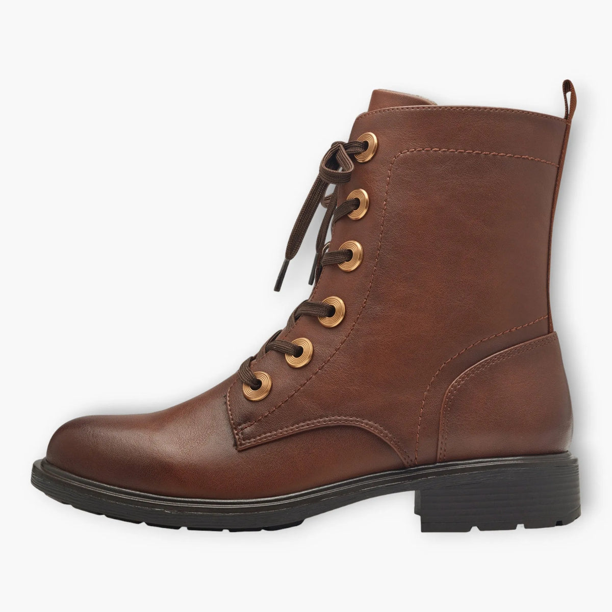 Brown Women&#39;s Lace-Up Boots with Block Heel - Leavys Shoes